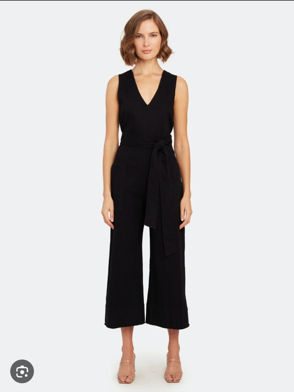 ASTR Black Sleeveless V-Neck Wide-Leg Jumpsuit